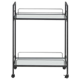 Curltis Clear/Black Serving Cart with Glass Shelves by Coaster at Eve Furniture