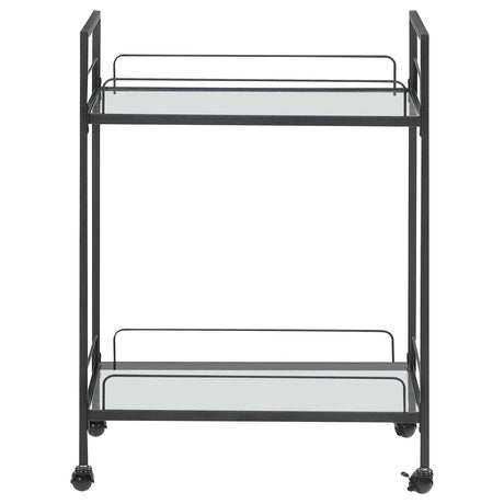 Curltis Clear/Black Serving Cart with Glass Shelves by Coaster at Eve Furniture
