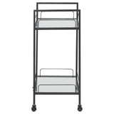 Curltis Clear/Black Serving Cart with Glass Shelves by Coaster at Eve Furniture