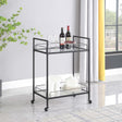 Curltis Clear/Black Serving Cart with Glass Shelves by Coaster at Eve Furniture