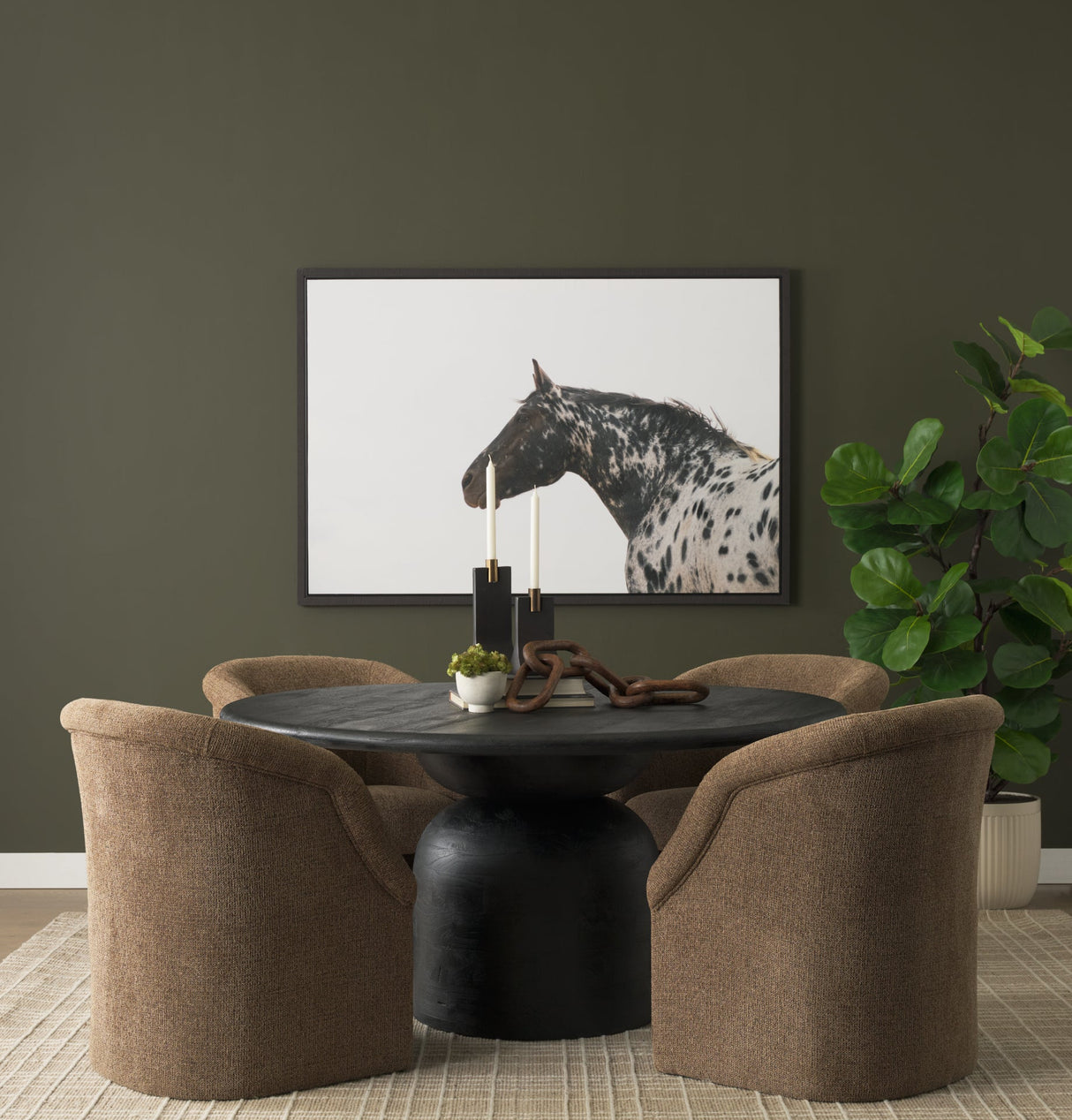 Curtis Brown Fabric Barrelback Half-Moon Base Dining Armchair by Mercana at Eve Furniture