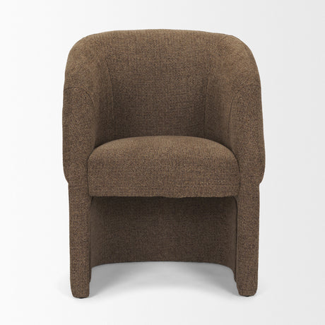 Curtis Brown Fabric Barrelback Half-Moon Base Dining Armchair by Mercana at Eve Furniture