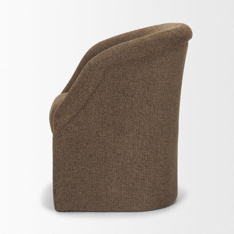 Curtis Brown Fabric Barrelback Half-Moon Base Dining Armchair by Mercana at Eve Furniture