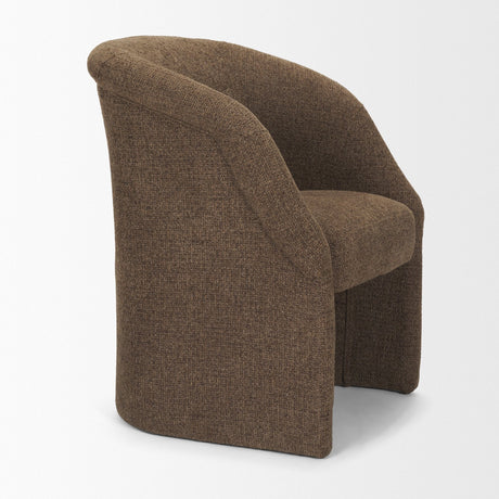Curtis Brown Fabric Barrelback Half-Moon Base Dining Armchair by Mercana at Eve Furniture