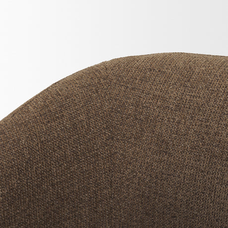 Curtis Brown Fabric Barrelback Half-Moon Base Dining Armchair by Mercana at Eve Furniture