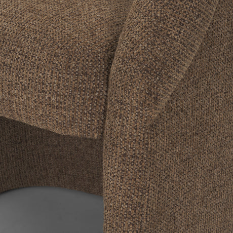 Curtis Brown Fabric Barrelback Half-Moon Base Dining Armchair by Mercana at Eve Furniture