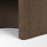 Curtis Brown Fabric Barrelback Half-Moon Base Dining Armchair by Mercana at Eve Furniture