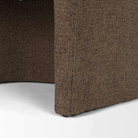 Curtis Brown Fabric Barrelback Half-Moon Base Dining Armchair by Mercana at Eve Furniture