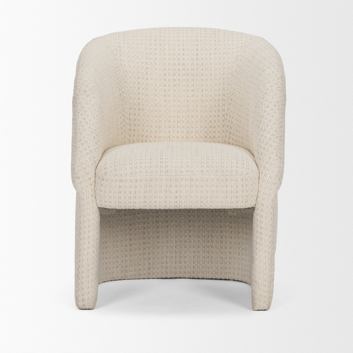 Curtis Cream Fabric Barrelback Half-Moon Base Dining Armchair by Mercana at Eve Furniture