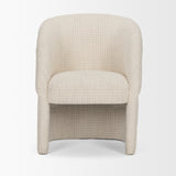 Curtis Cream Fabric Barrelback Half-Moon Base Dining Armchair by Mercana at Eve Furniture