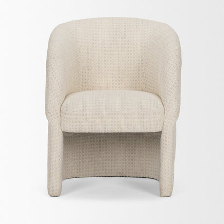 Curtis Cream Fabric Barrelback Half-Moon Base Dining Armchair by Mercana at Eve Furniture