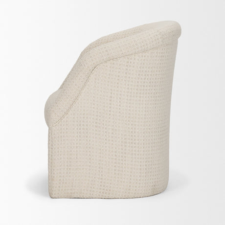 Curtis Cream Fabric Barrelback Half-Moon Base Dining Armchair by Mercana at Eve Furniture