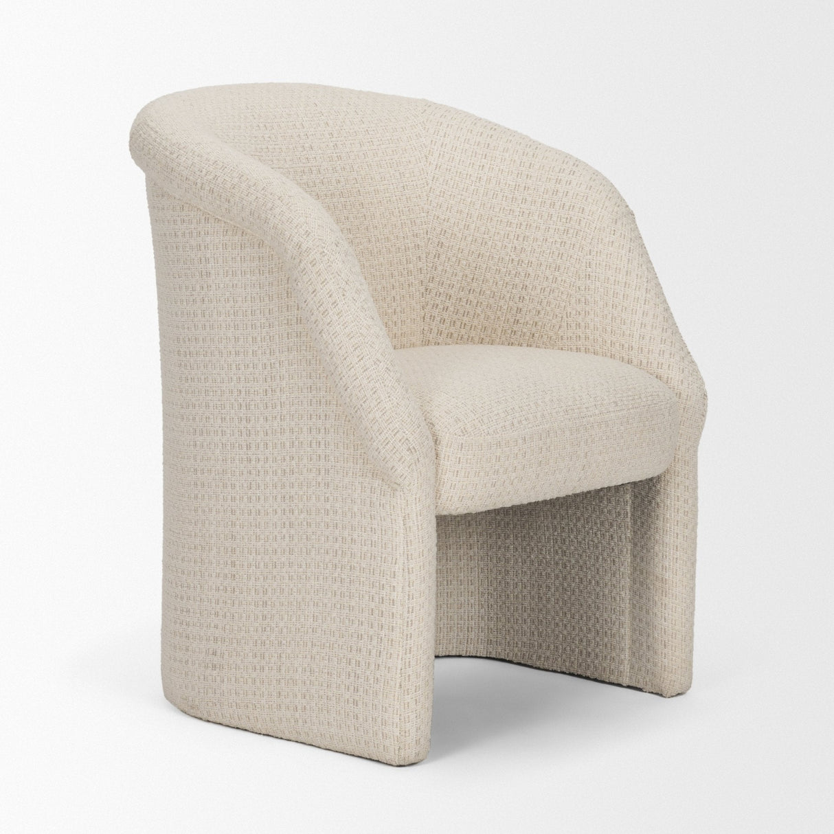 Curtis Cream Fabric Barrelback Half-Moon Base Dining Armchair by Mercana at Eve Furniture