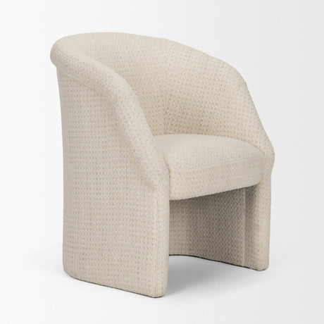 Curtis Cream Fabric Barrelback Half-Moon Base Dining Armchair by Mercana at Eve Furniture