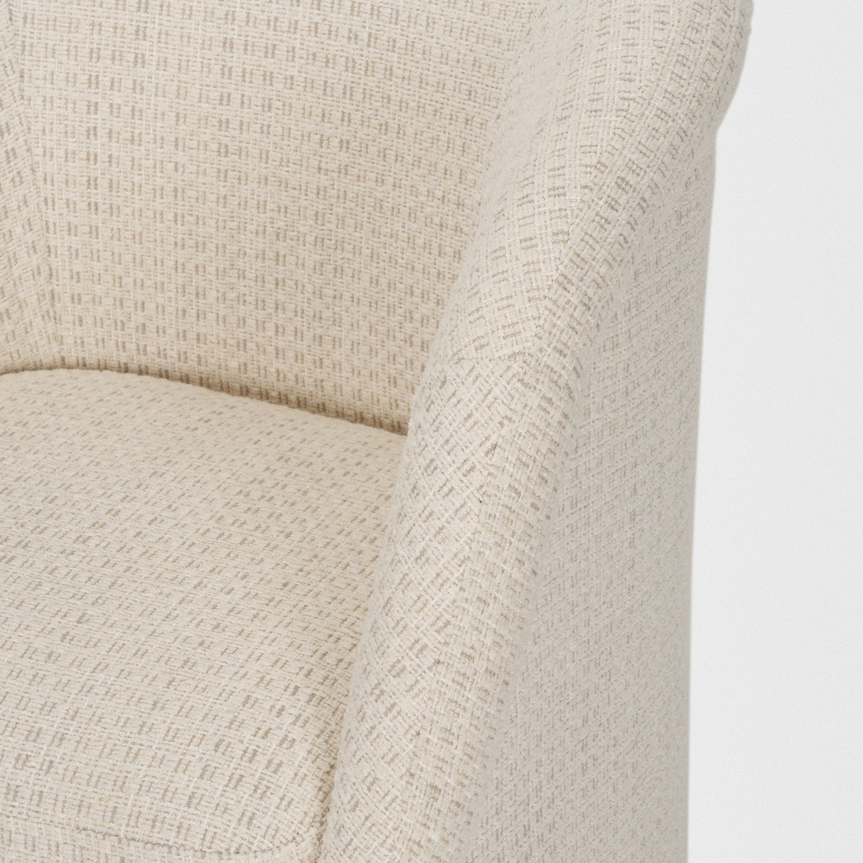 Curtis Cream Fabric Barrelback Half-Moon Base Dining Armchair by Mercana at Eve Furniture