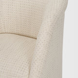 Curtis Cream Fabric Barrelback Half-Moon Base Dining Armchair by Mercana at Eve Furniture