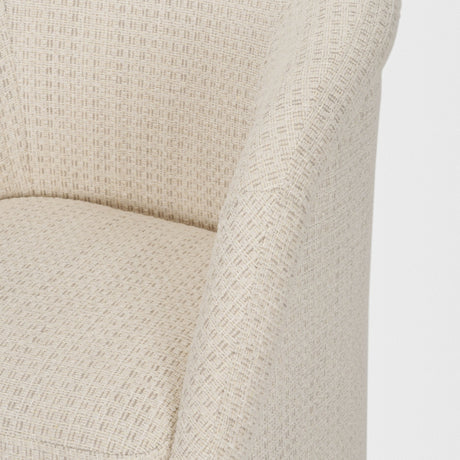 Curtis Cream Fabric Barrelback Half-Moon Base Dining Armchair by Mercana at Eve Furniture