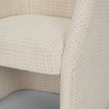 Curtis Cream Fabric Barrelback Half-Moon Base Dining Armchair by Mercana at Eve Furniture