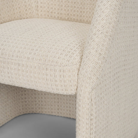 Curtis Cream Fabric Barrelback Half-Moon Base Dining Armchair by Mercana at Eve Furniture