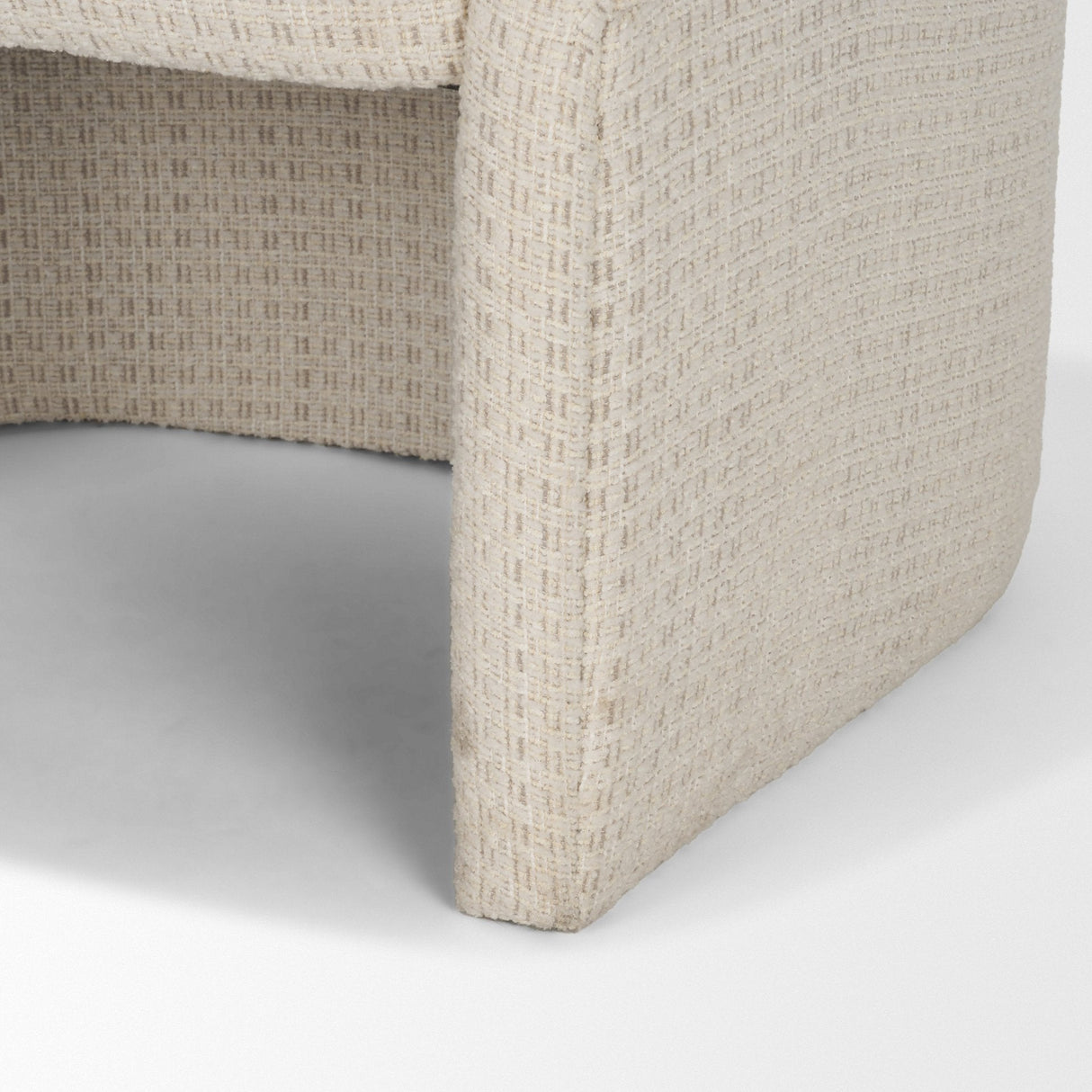 Curtis Cream Fabric Barrelback Half-Moon Base Dining Armchair by Mercana at Eve Furniture