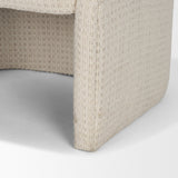 Curtis Cream Fabric Barrelback Half-Moon Base Dining Armchair by Mercana at Eve Furniture