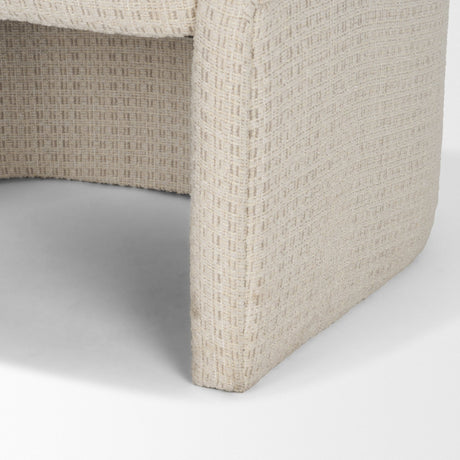 Curtis Cream Fabric Barrelback Half-Moon Base Dining Armchair by Mercana at Eve Furniture