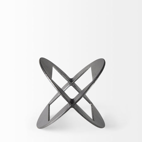 Cusco Black Iron Small Gunmetal Geometric Decorative Object by Mercana at Eve Furniture