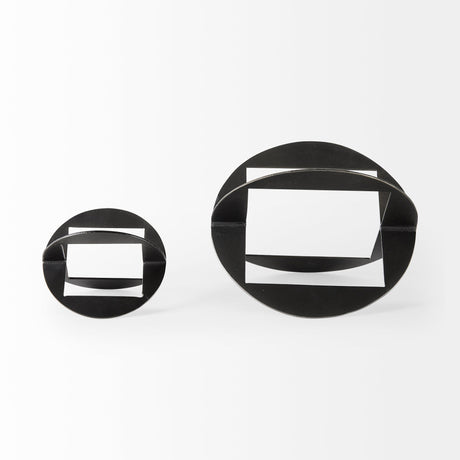 Cusco Black Iron Small Gunmetal Geometric Decorative Object by Mercana at Eve Furniture