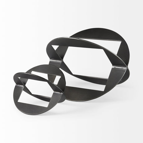 Cusco Black Iron Small Gunmetal Geometric Decorative Object by Mercana at Eve Furniture