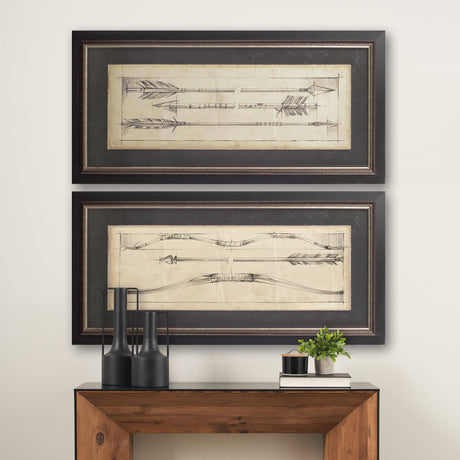 Custom Arrow Schematic I (MC) by Ethan Harper Hand Embellished Framed Art Print Matted under Glass by Mercana at Eve Furniture