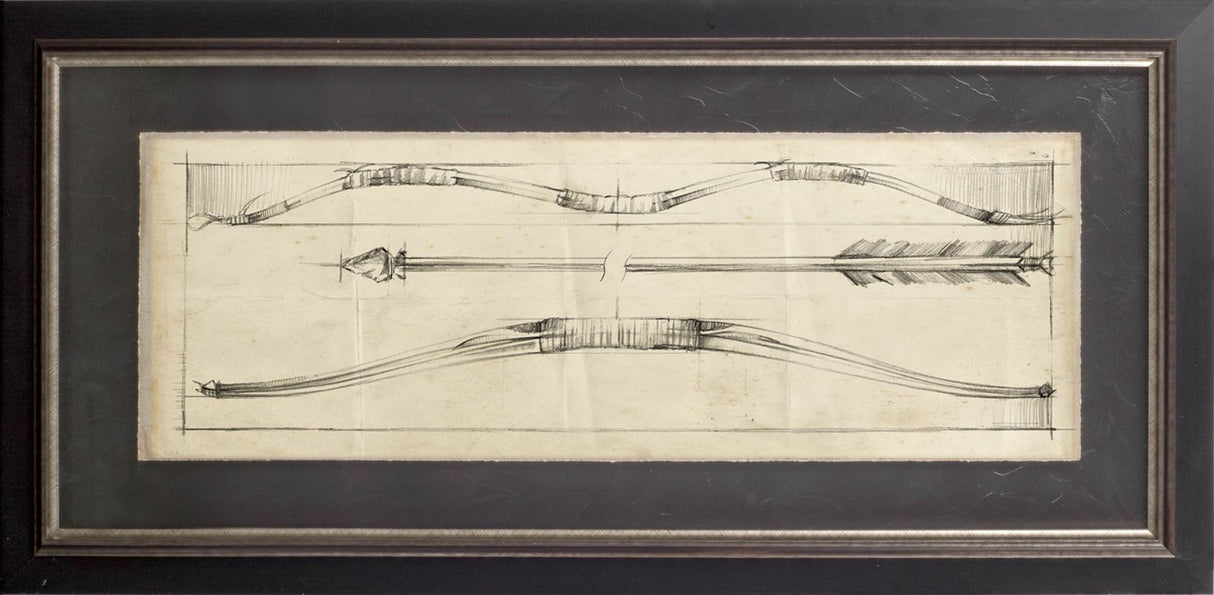 Custom Arrow Schematic II (MC) by Ethan Harper Hand Embellished Framed Art Print Matted under Glass by Mercana at Eve Furniture
