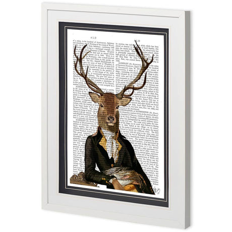Custom Deer in Chair by Fab Funky a Framed Art Print Matted under Glass by Mercana at Eve Furniture