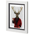 Custom Deer in Smoking Jacket by Fab Funky a Framed Art Print Matted under Glass by Mercana at Eve Furniture