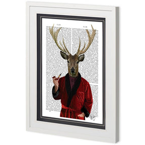 Custom Deer in Smoking Jacket by Fab Funky a Framed Art Print Matted under Glass by Mercana at Eve Furniture