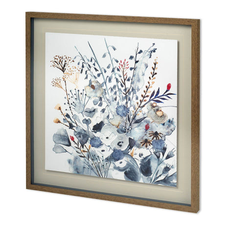 Custom Indigo & Ochre I by Victoria Borges Hand Embellished Framed Art Print Matted under Glass by Mercana at Eve Furniture