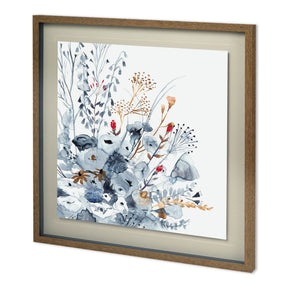 Custom Indigo & Ochre II by Victoria Borges Hand Embellished Framed Art Print Matted under Glass by Mercana at Eve Furniture