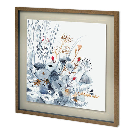 Custom Indigo & Ochre II by Victoria Borges Hand Embellished Framed Art Print Matted under Glass by Mercana at Eve Furniture