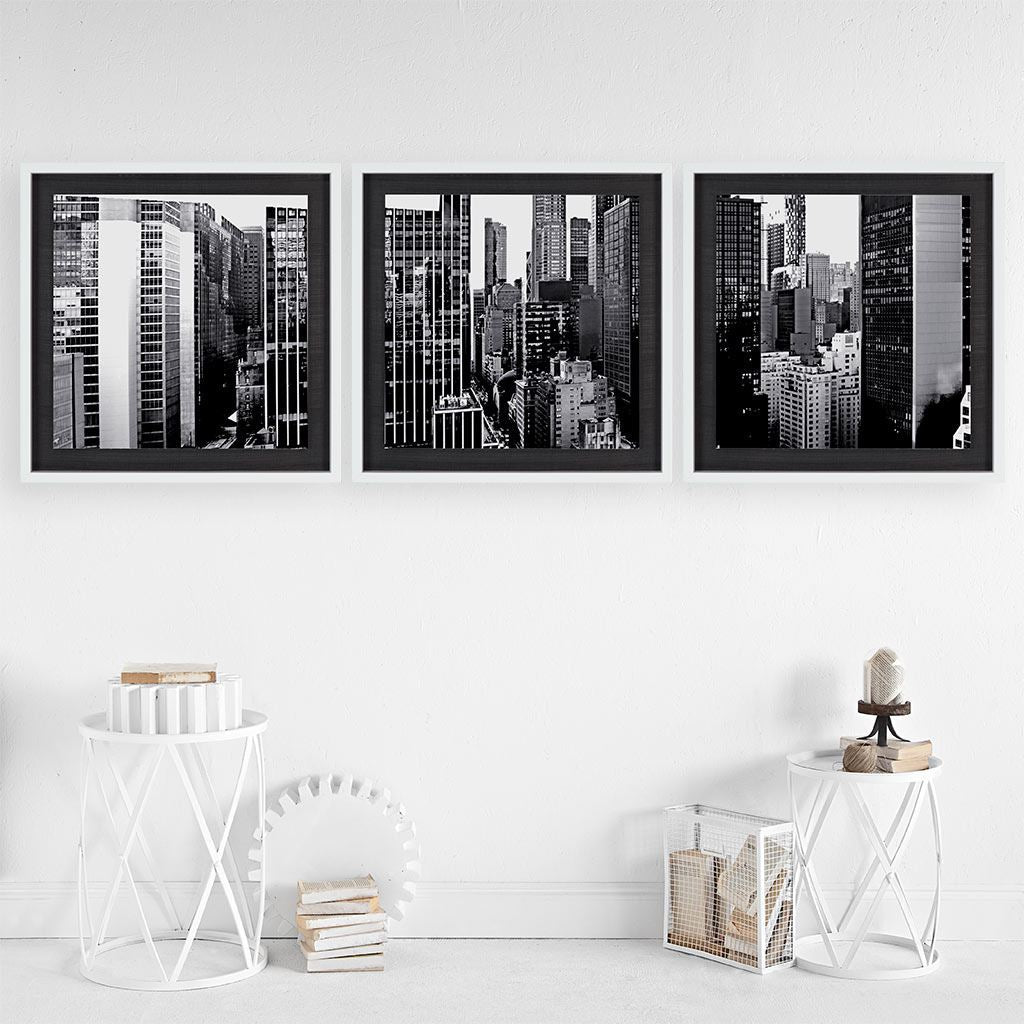 Custom Panorama of NYC VII (MC) (Set of 3) by Jeff Pica Hand Embelished Framed Photo Art Print Matte by Mercana at Eve Furniture