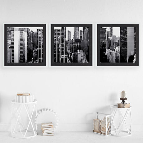 Custom Panorama of NYC VII (MC) (Set of 3) by Jeff Pica Hand Embelished Framed Photo Art Print Matte by Mercana at Eve Furniture