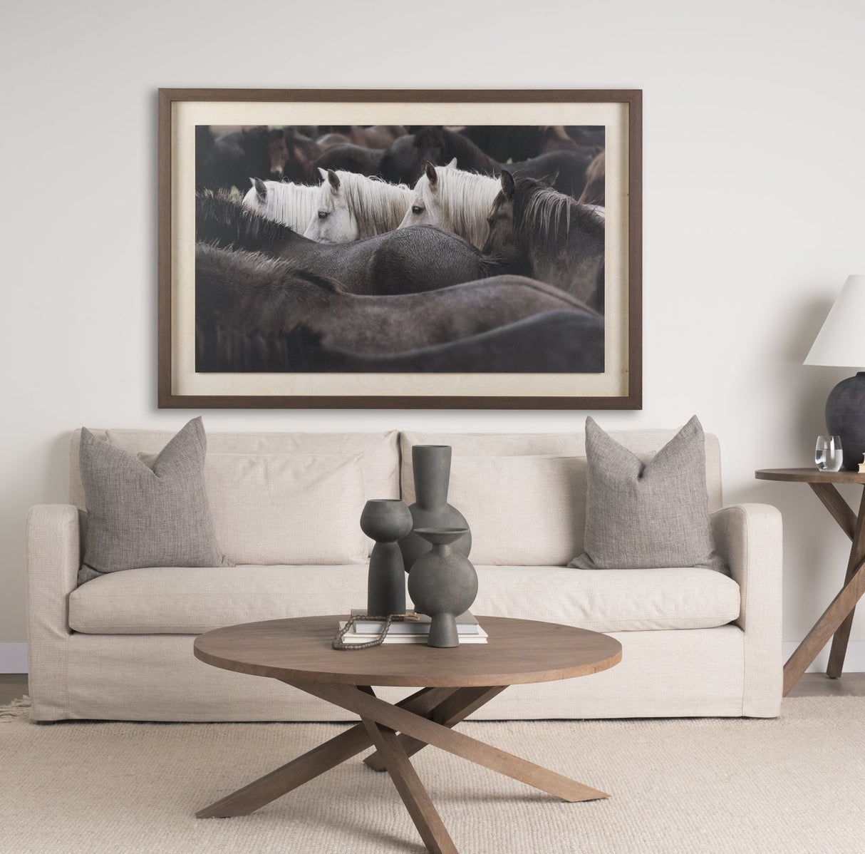 Custom White Horses (MC) by PH Burchett a Hand Embelished Textured Framed Photo Art Decograph by Mercana at Eve Furniture