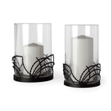Cutlass I Set of Two Black Metal Base Table Candle Holders by Mercana at Eve Furniture