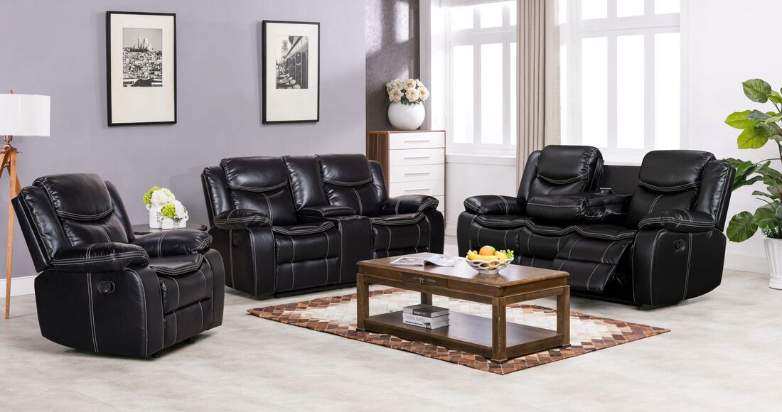 Reno Black Reclining Living Room Set