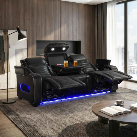 Cyber Black 3-Piece Power Reclining Living Room Set by Homelegance at Eve Furniture