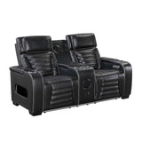 Cyber Black 3-Piece Power Reclining Living Room Set by Homelegance at Eve Furniture
