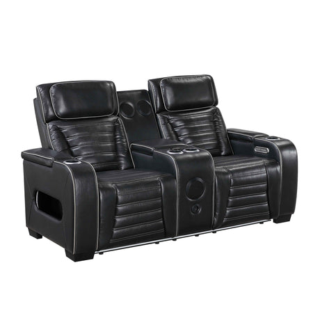 Cyber Black 3-Piece Power Reclining Living Room Set by Homelegance at Eve Furniture