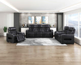Cyber Black 3-Piece Power Reclining Living Room Set by Homelegance at Eve Furniture
