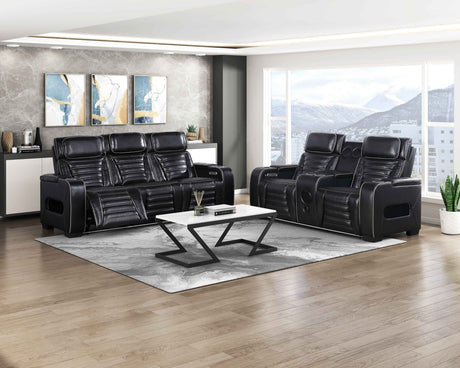 Cyber Black Power Double Reclining Loveseat with Center Console by Homelegance at Eve Furniture