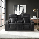 Cyber Black Power Double Reclining Loveseat with Center Console by Homelegance at Eve Furniture