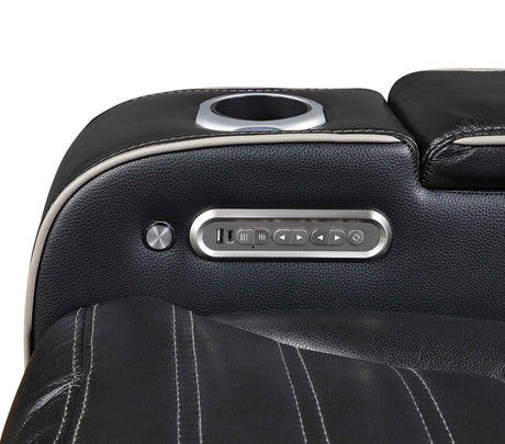 Cyber Black Power Double Reclining Loveseat with Center Console by Homelegance at Eve Furniture