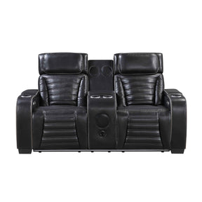 Cyber Black Power Double Reclining Loveseat with Center Console by Homelegance at Eve Furniture